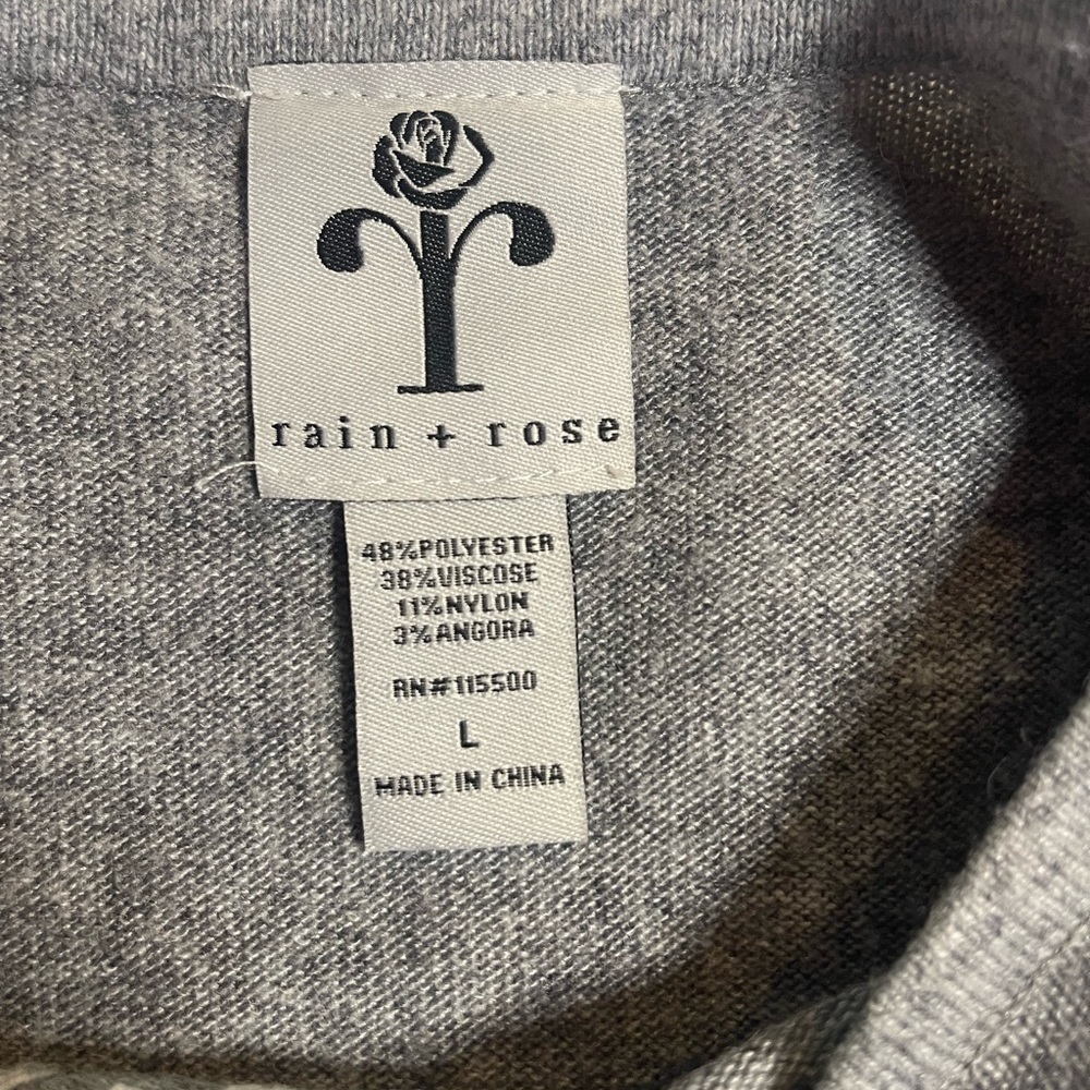Women's Gray Crewneck Sweater with White Floral Embroidery - Picture 6 of 11